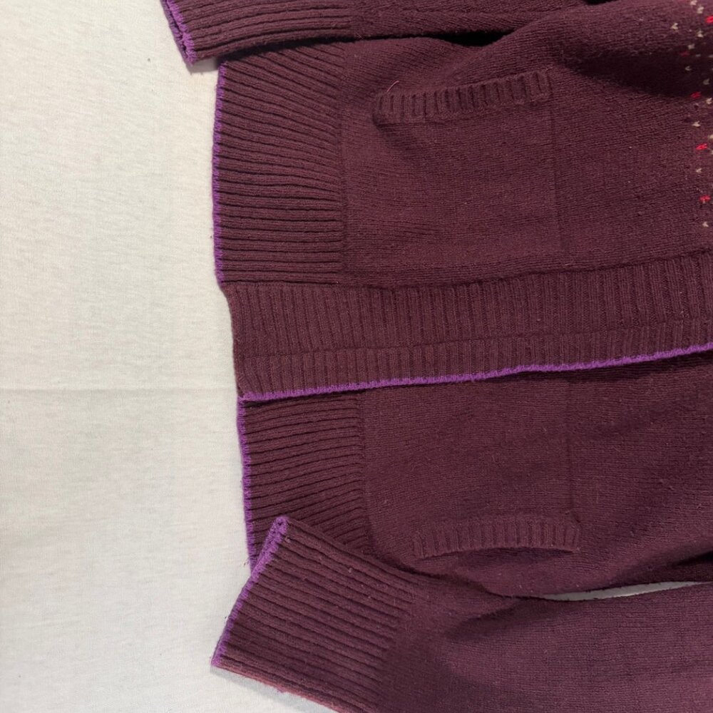 Fair isle Eddie Bauer Women’s Tall Large Zip Up Sweater Button Snap Collar - Picture 5 of 11